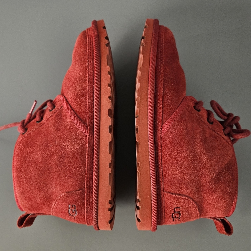UGG Women's Red Neumel Chukka Boot US 6 EU 37 Leather Suede Shearling Lace Up - Picture 4 of 13